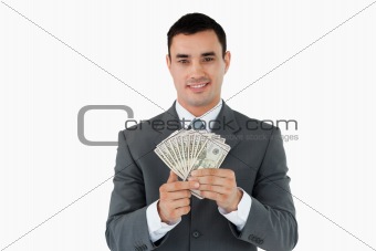 Businessman with bank notes