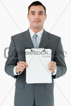 Businessman presenting his notes
