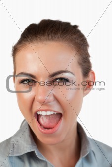 Close up of screaming businesswoman