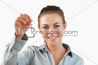 Close up of female estate agent holding keys