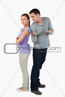Young couple having stress