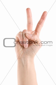 Hand showing victory sign