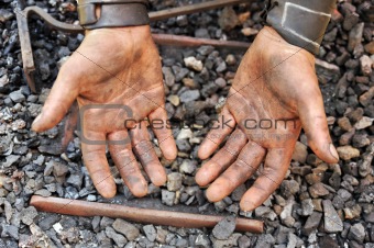 Detail of dirty hands - blacksmith