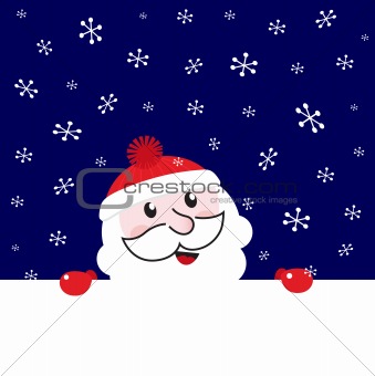 Santa blank banner, night snowing winter background - vector

