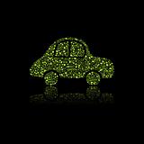 Green Car Icon. Pollution Concept.