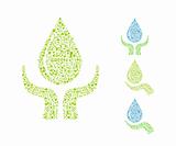 water drop with hands. go green eco concept