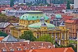 Zagreb rooftops and croatian national theater
