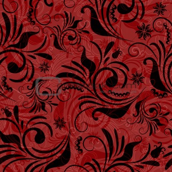 Red seamless floral pattern