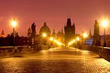 czech republic prague - charles bridge and spires of the old town at dawn