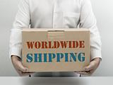 Worldwide Shipping brown paper box