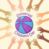 Color hands around the ball, universal children's day
