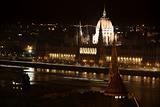 The parliament building at night in Budapest, Hungary