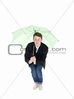 Young man with umbrella