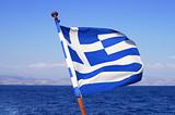 greek flag and the sea