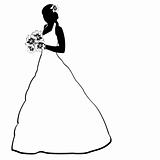 Bride silhouette on white
