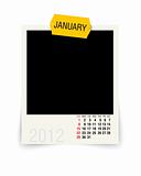 2012 january calendar with blank photo frame