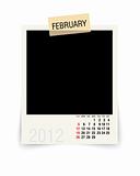 2012 february calendar with blank photo frame