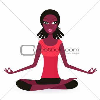 Afro - american Female practicing yoga pose isolated on white

