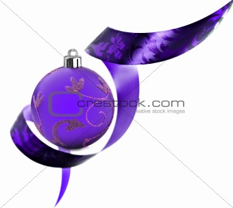 Decorative border made of purple ribbon swirls