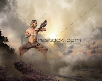 Man Practices Martial Arts