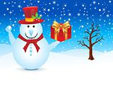 abstract christmas snowman with gift