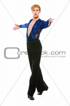 Handsome latino dancer in action isolated on white
