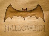 Halloween bat on old brown paper