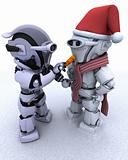 robot building a snowman