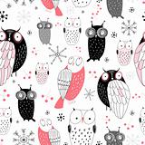 graphic pattern of owls