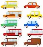 set of cute cars silhouette