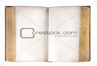 Old open book, isolated