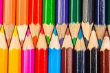 Pencils lined up in a row macro shot