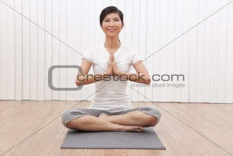 Beautiful Young Asian Chinese Woman In Yoga Position