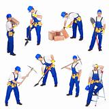 Builders or workers in various activities