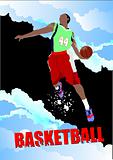 Basketball players poster. Colored Vector illustration for desig