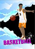 Basketball players poster. Colored Vector illustration for design