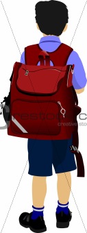 Little boy is going to school. Back to school. Vector illustrati