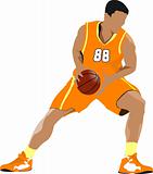 Basketball players. Colored Vector illustration for designers