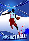Basketball players poster. Vector illustration