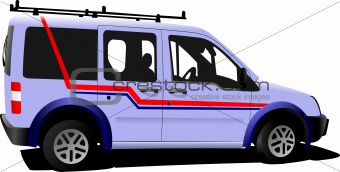 Light purple delivery minibus, vector illustration