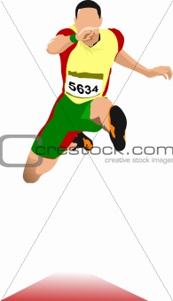 Man long jump. Sport. Track and field. Vector illustration