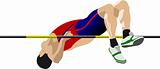 Man high jumping. Track and field. Vector illustration