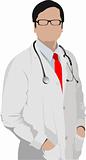 Medical doctor with stethoscope. Vector illustration