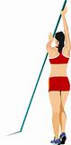 Athlete pole vaulting. . Track and field. Vector illustration.