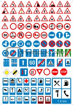Road sign icons. Traffic signs. Vector illustration