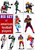 Big set of American football player s silhouettes in action. Vec