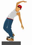 Teenager on skateboard. Vector illustration 