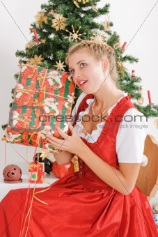 Young woman in traditional costume at christmas
