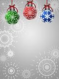 Three Colorful Ornaments on Silver Background