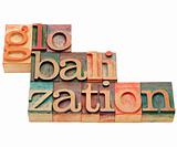 globalization word in letterpress type